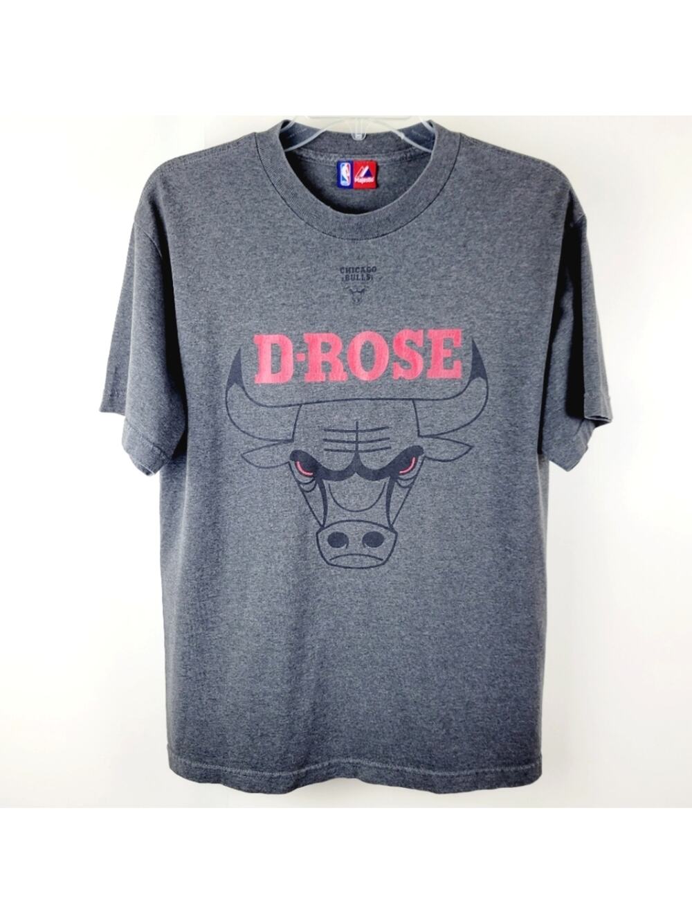 Chicago Bulls Derek Rose Mens T-shirt Large Gray Sport Graphic Tee Streetwear